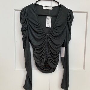 ASTR Charcoal Ruched Blouse